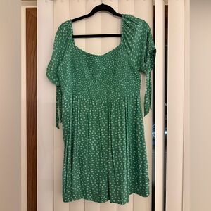 American Eagle Outfitters Green Floral Smocked Mini Dress